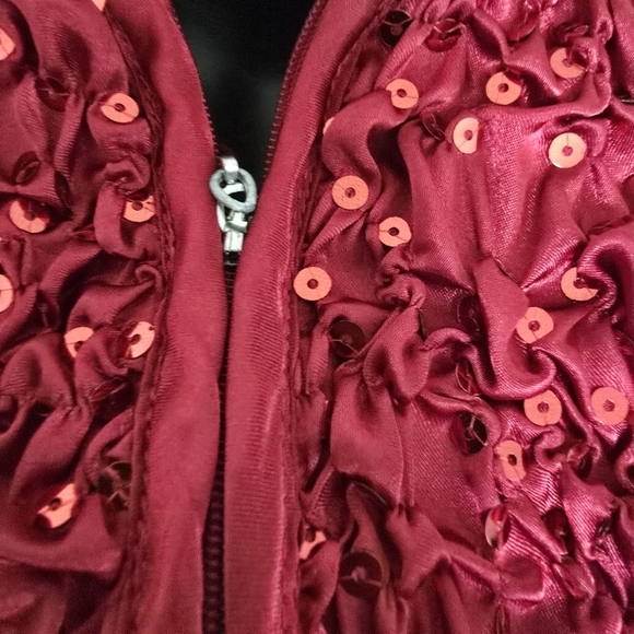 Msk Evenings Rusched Red Sparkle Sequin Stretchy Jacket Small - Picture 6 of 10